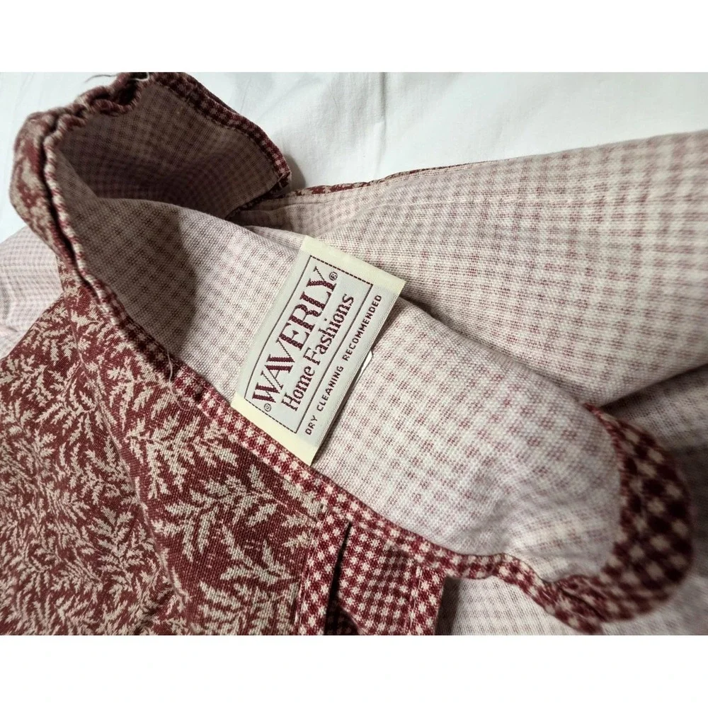 Waverly Red Fernwood & Gingham Check Valance Scalloped Edge 15